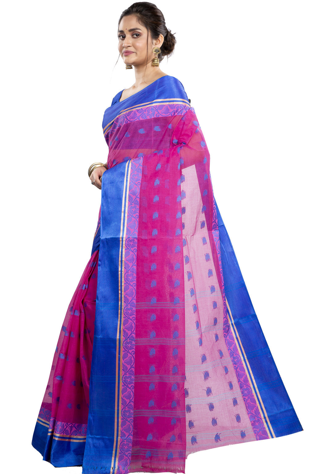 Pink Pure Cotton Sukla_Velvet Tant Saree (796)